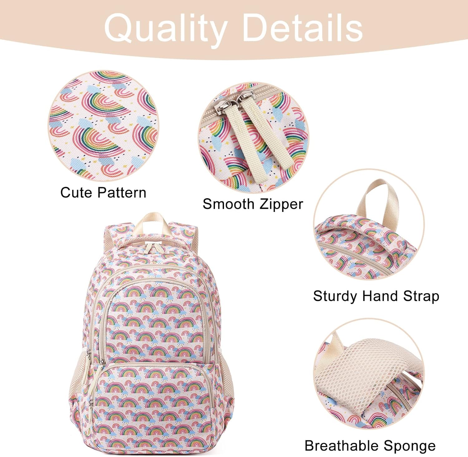  | CLUCI Kids Backpack for Girls Bookbags Preschool Backpack Toddler Daycare School Bag Elementary Kindergarten Lightweight Large Waterproof Cute Pink Rainbow | Kids' Backpacks