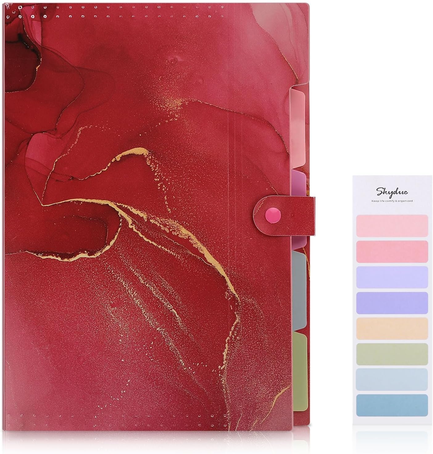 Corslet Cartella portadocumenti espandibile, per scuola, organizer per fisarmonica, cartella estetica con etichette, 5 tasche, cartelle importanti per scuola, ufficio, casa (oro viola)