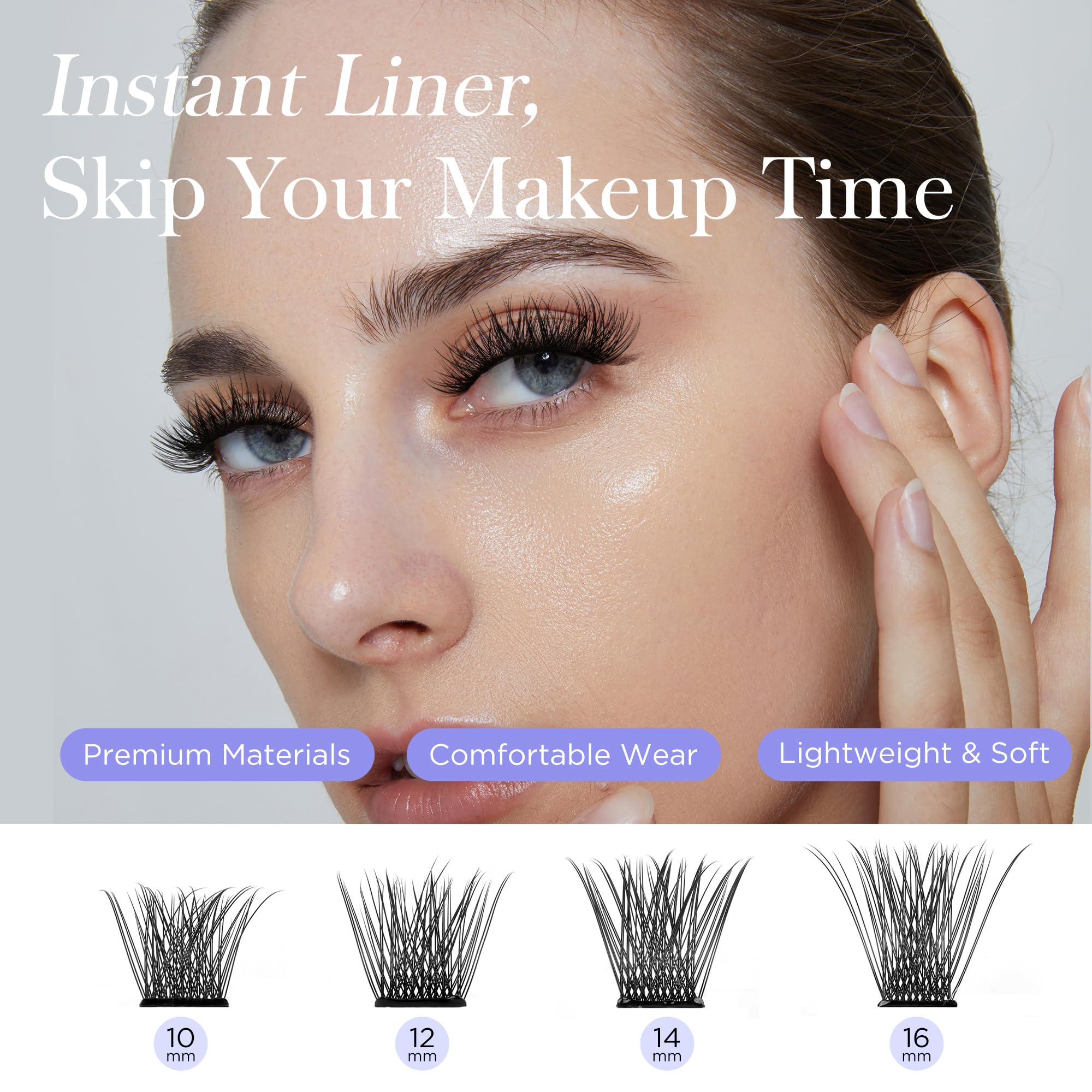 WINKGIGGLE Self Adhesive Eyelashes Clusters, Pre Glued Lashes Cluster With Tweezer Kits Press On Lashes No Glue No Remover Needed Cluster Lashes for Beginners