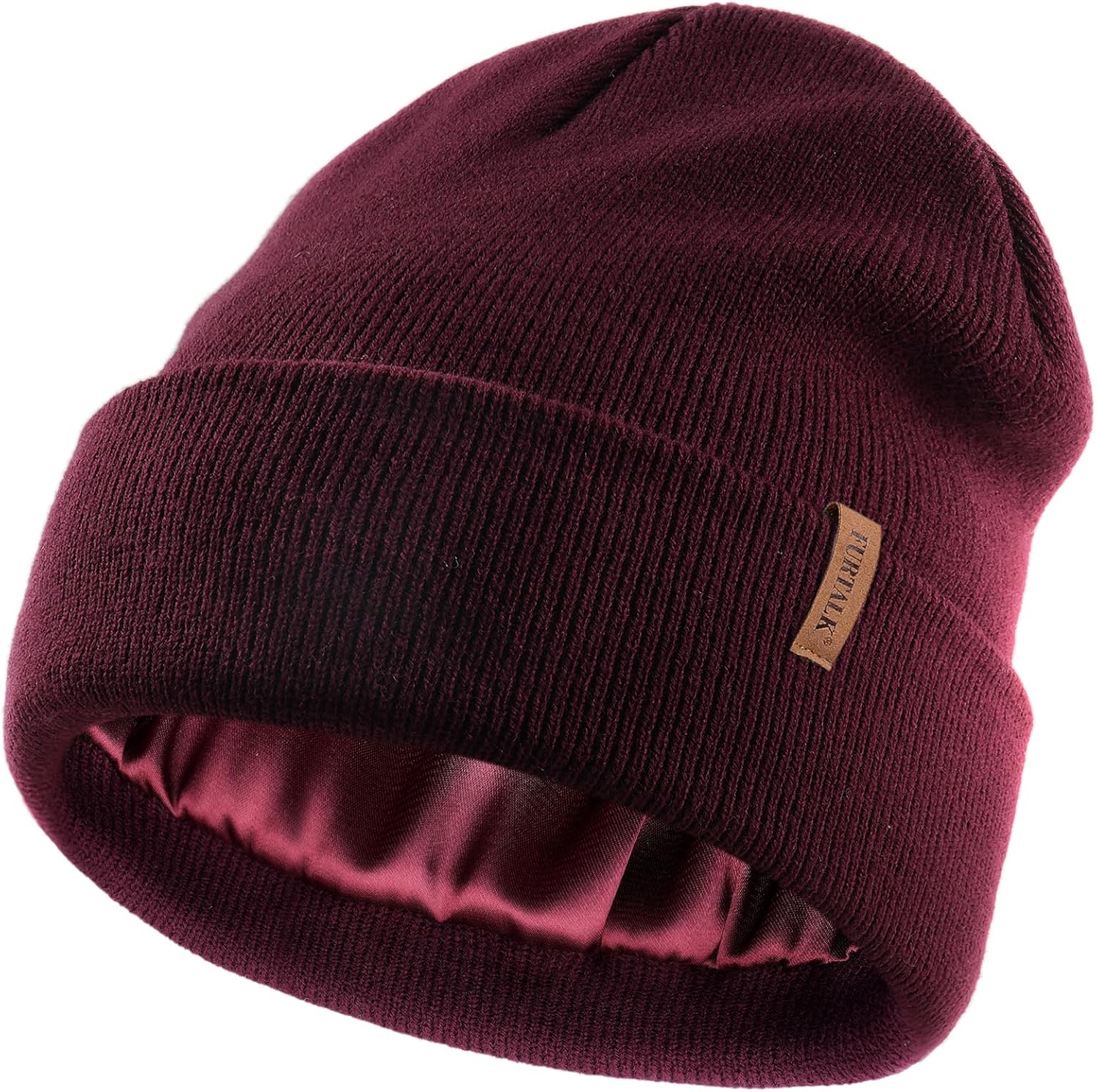 FURTALK Satin Lined Beanie for Women Men Knit Beanie Hat Acrylic Winter Hats Warm Slouchy Skull Cap