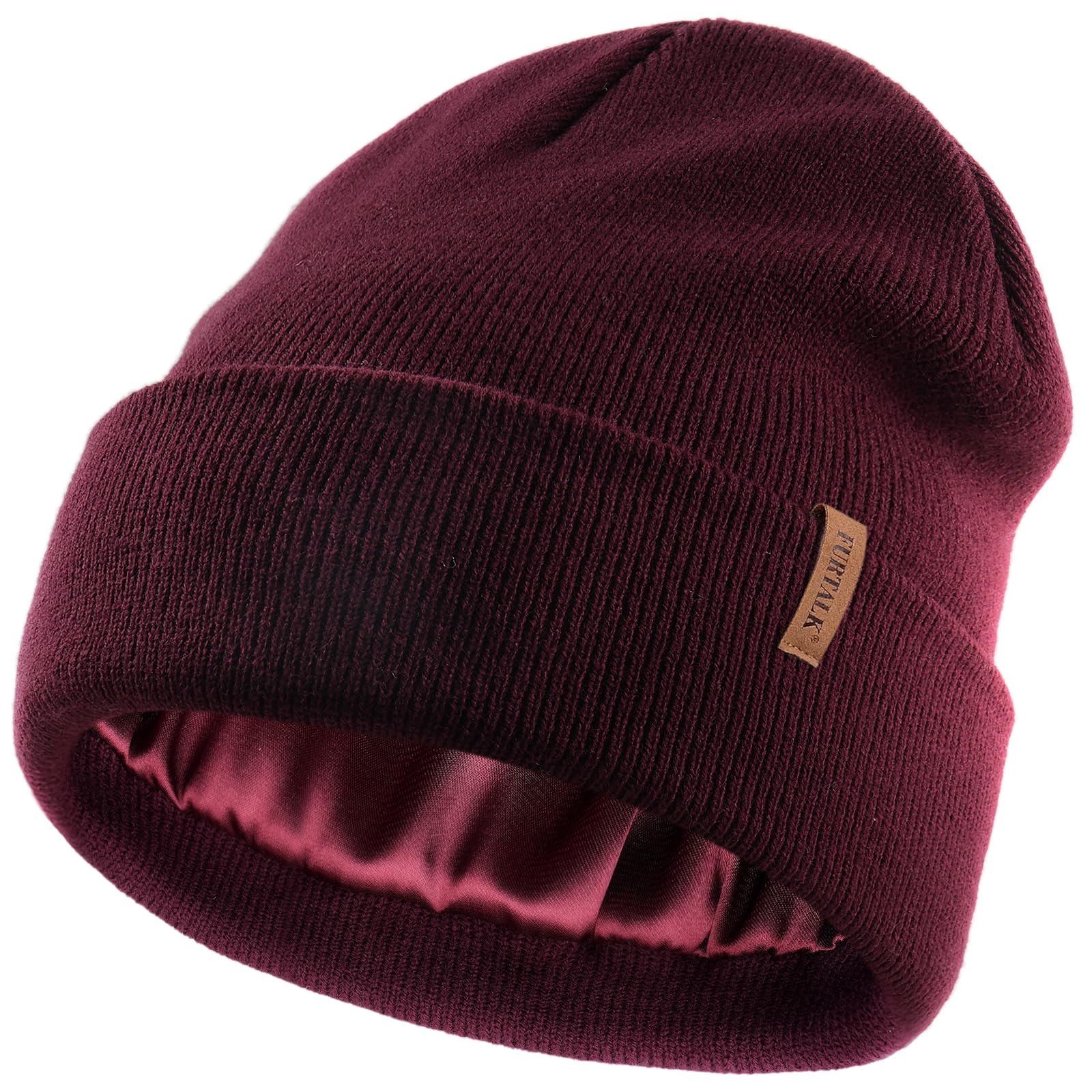 FURTALK Satin Lined Beanie for Women Men Knit Beanie Hat Acrylic Winter Hats Warm Slouchy Skull Cap