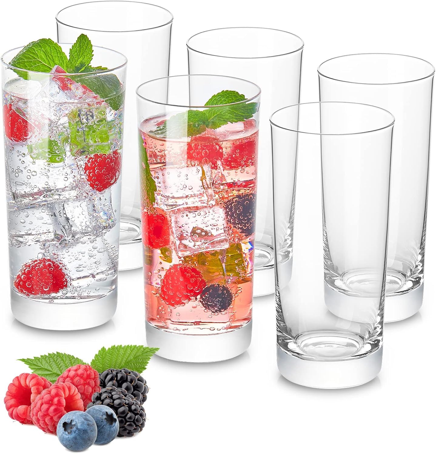 Heat-Resistant Lowball Crystal Glasses Set of 6 15 5oz Double Wall Drinking Tumblers for Mixed Beverages Set of