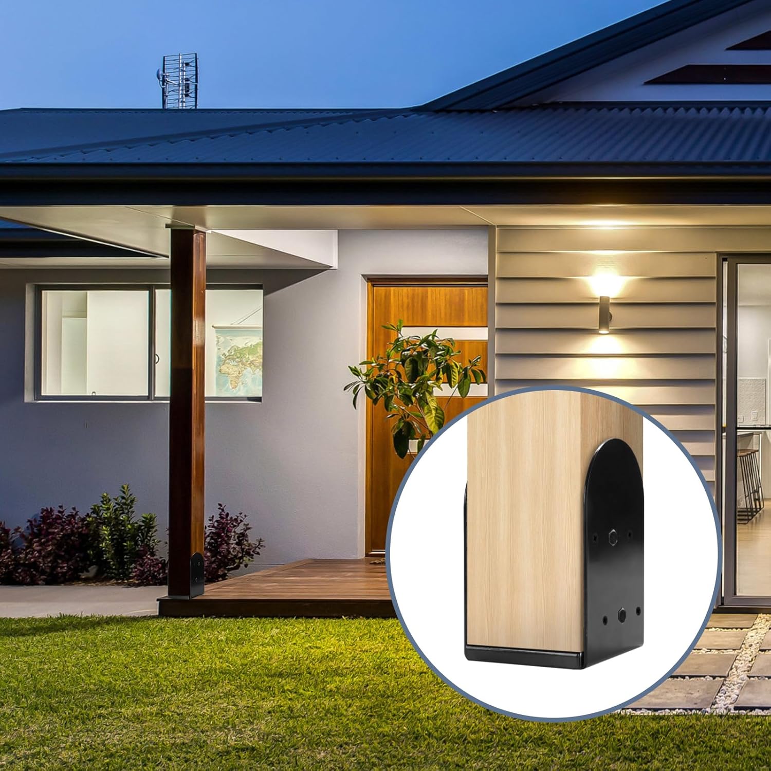 4"x 4" Post Base, Post Anchor Base (Internal 3.5 x 3.5) Adjustable 201 Steel Post Bracket for Wood Post Pavilion Deck Porch Handrail Railing Support Decorate, 4 Pcs