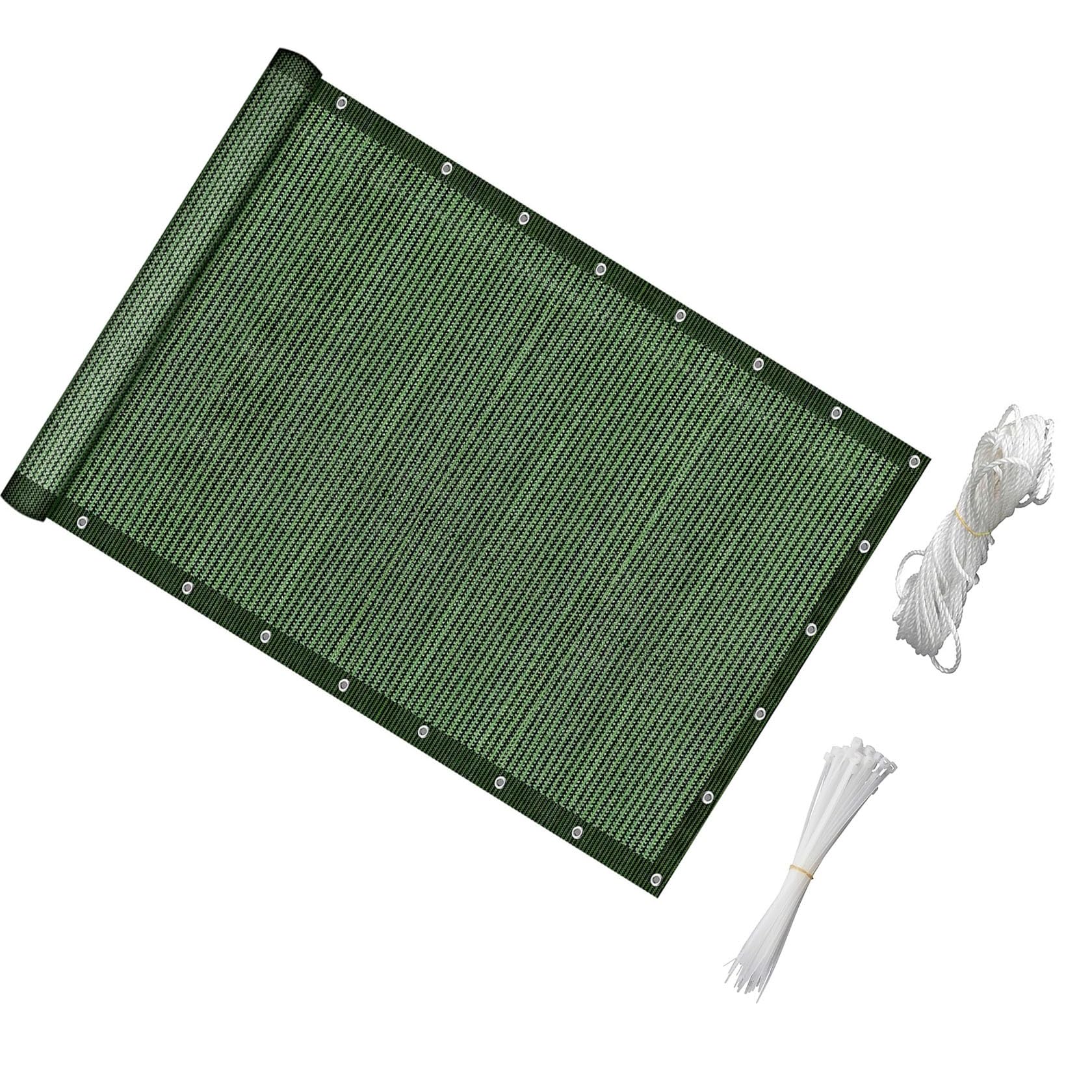 Balcony Privacy Screen Cover 55 x 850 cm(22 x 335inch) Wind and UV Protection, Weatherproof Outdoor Fence Covering Windbreak Netting with Eyelets for Balcony Railings, Dark Green