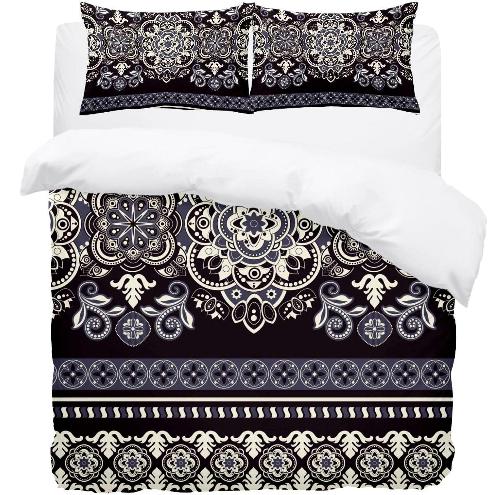Housse de couette fleurie style bohème pour chambre d'amis accueillante