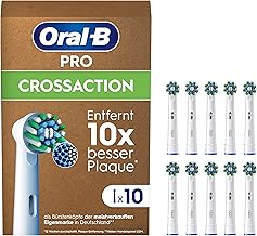 Oral-B Pro CrossAction Replacement Toothbrush Heads for Electric Toothbrush, Teeth Cleaning, X Bristles, Original Oral-B Toothbrush Attachment, Letterbox Packaging, Pack of 10, Made in Germany