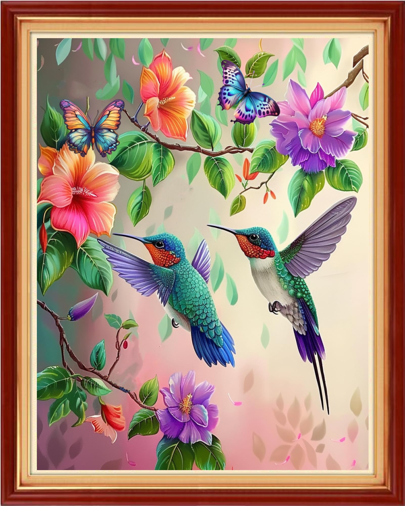 Artvxeay Stamped Cross Stitch Kits - Embroidery Kits for Beginners Cross Stitch Kits for Adults 11 CT Printed Patterns Needlepoint Kits - Hummingbird Flowers 16x20 inch