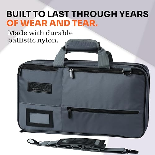 Miniatura 10 de Asaya Bolsa para cuchillos de chef, 28 bolsillos para cuchillos y utensilios de cocina, nailon balístico duradero, accesorios de acero inoxidable