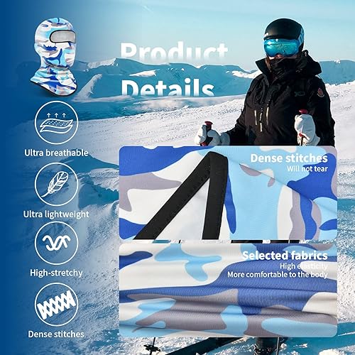 Miniatura 24 de YESLIFE Máscara de esquí, máscara facial para hombres y mujeres, esquí, snowboard, motocicleta, protección UV y protección contra el viento 6 Negro