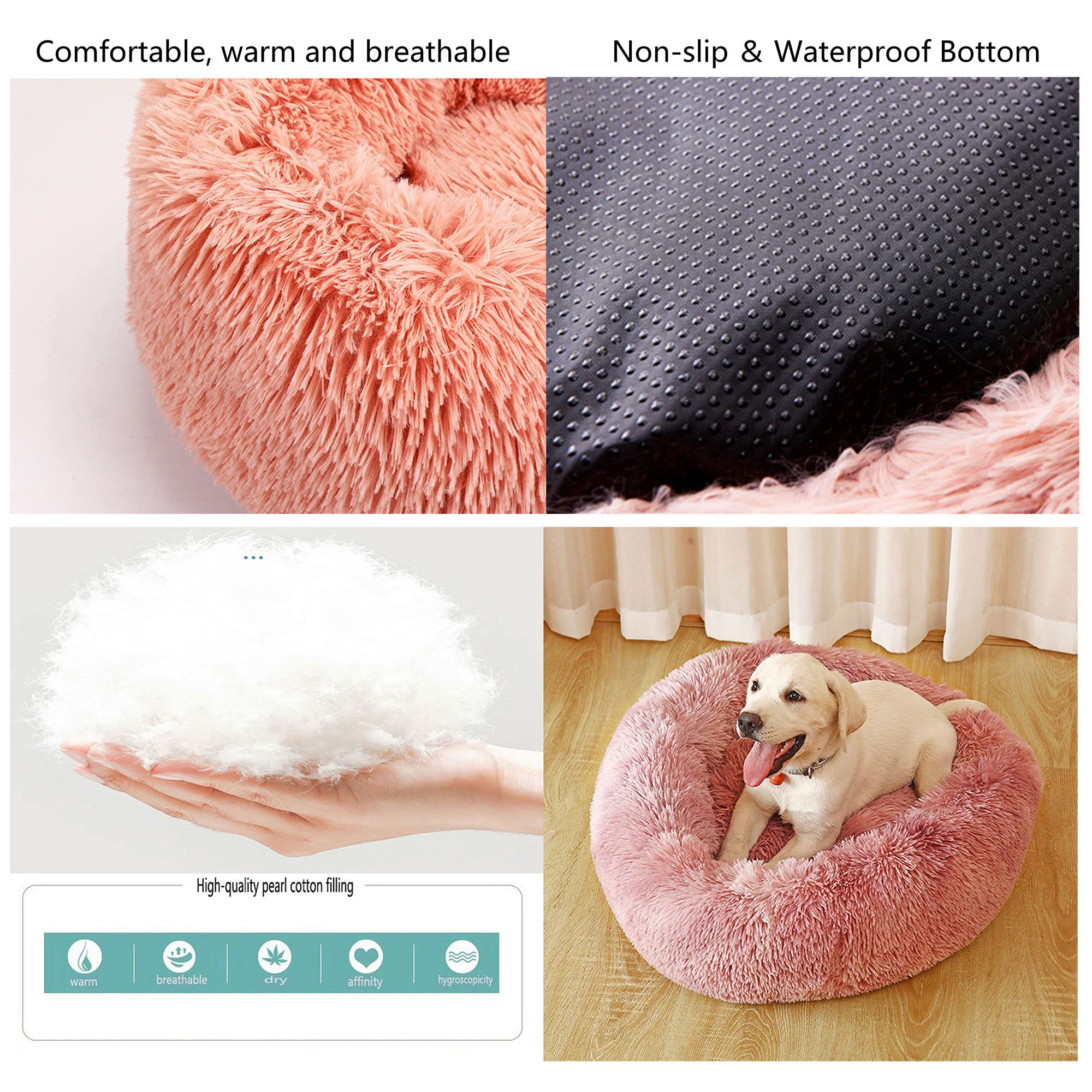 Cama redonda de felpa para gatos y perros, cama calmante para mascotas, suave y esponjosa, cojín para sofá de gato, tapete de cojín para cachorros, cama redonda para mascotas pequeña mediana grande,
