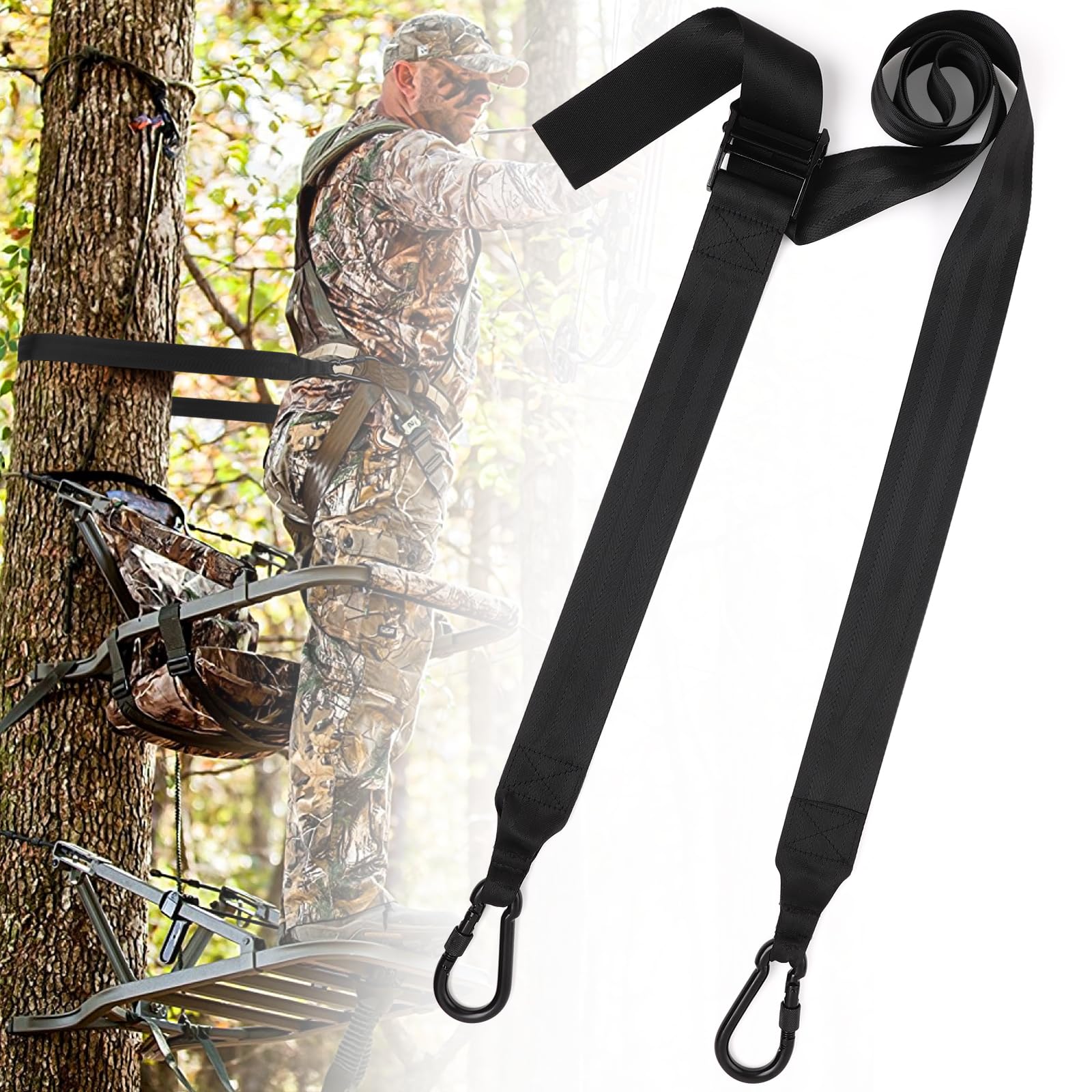 TOBWOLF 2PCS New Deer Drag Harness Hunting w/Shoulder Strap & Non-Slip Handle, 60PCS Field Dressing Gloves, Full Arm Deer Gutting Glove for Hunting Cleaning, Lineman Belt Climbing Strap for Hunting