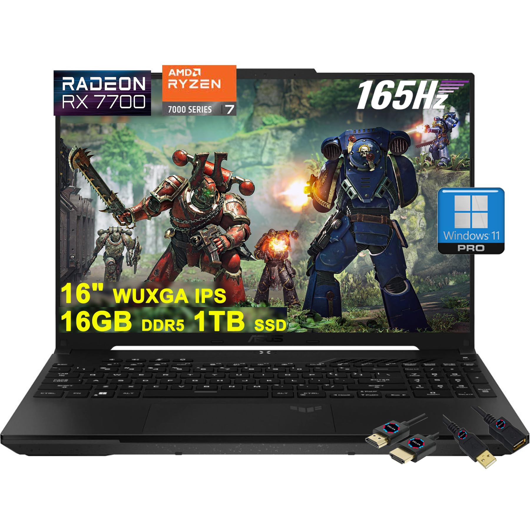 ASUS TUF Gaming A16 Laptop | 16" WUXGA 165Hz 100% sRGB | AMD 8-core Ryzen 7 7735HS | 16GB DDR5 1TB SSD | Radeon RX7700S 8GB (>RTX4060) | Backlit