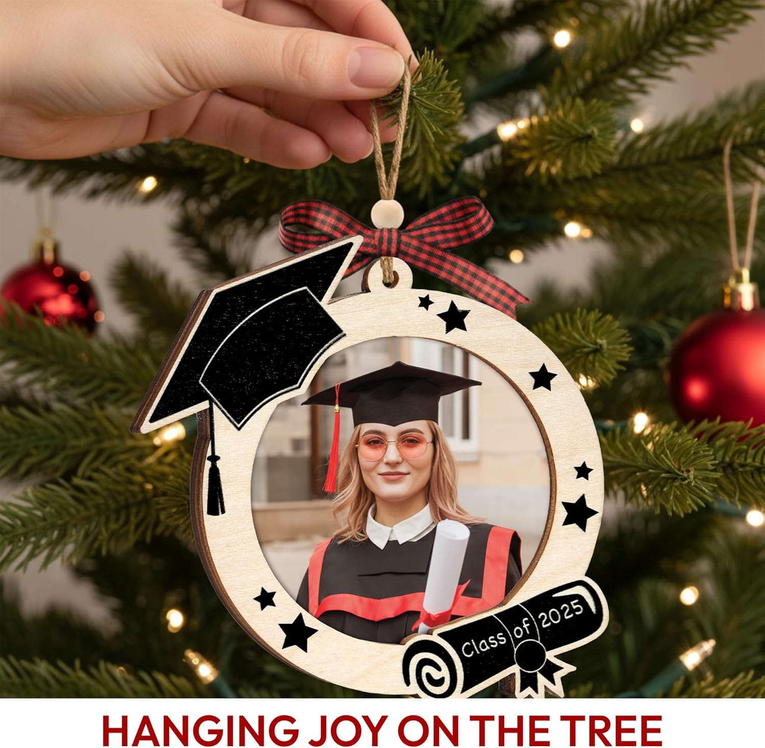 Graduation Ornaments Class of 2026, Wooden Graduation Keepsake for College or High School Celebration, Class of 2025 Ornament Gifts Decoration (Photo Frame) - Image 7