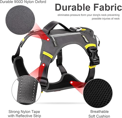 Miniatura 3 de Fida - Arnés resistente para perro, pechera para viaje, campamento o senderismo. Para perro pequeño, mediano y grande, con 2 bolsillos laterales