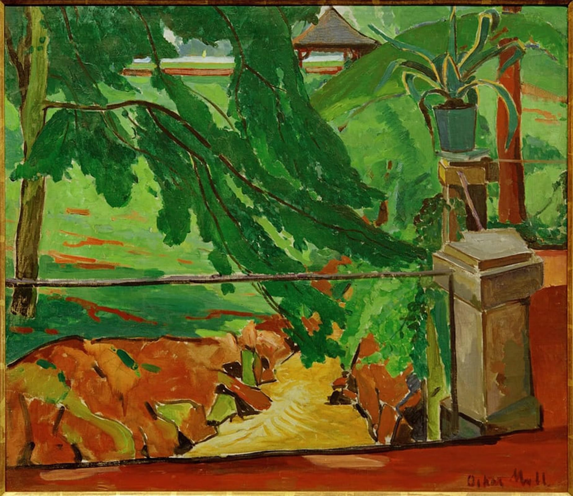 ARTXLXXBN Famous Art Print Poster Vintage Wall Art Garden in Hattenheim by Oskar Moll Canvas Art Poster for Home Decor 60x90cm