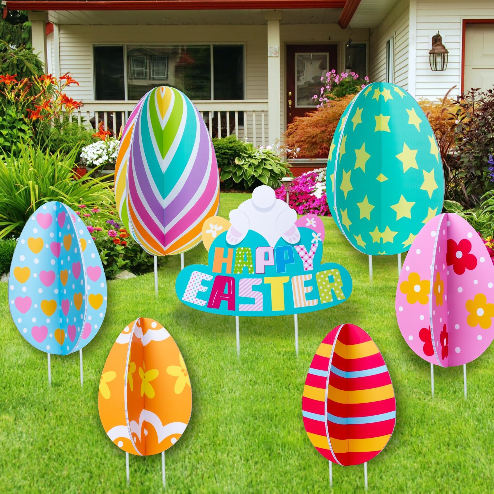 Happy Easter Yard Sign Easter Bunny Chicken Yard Sign