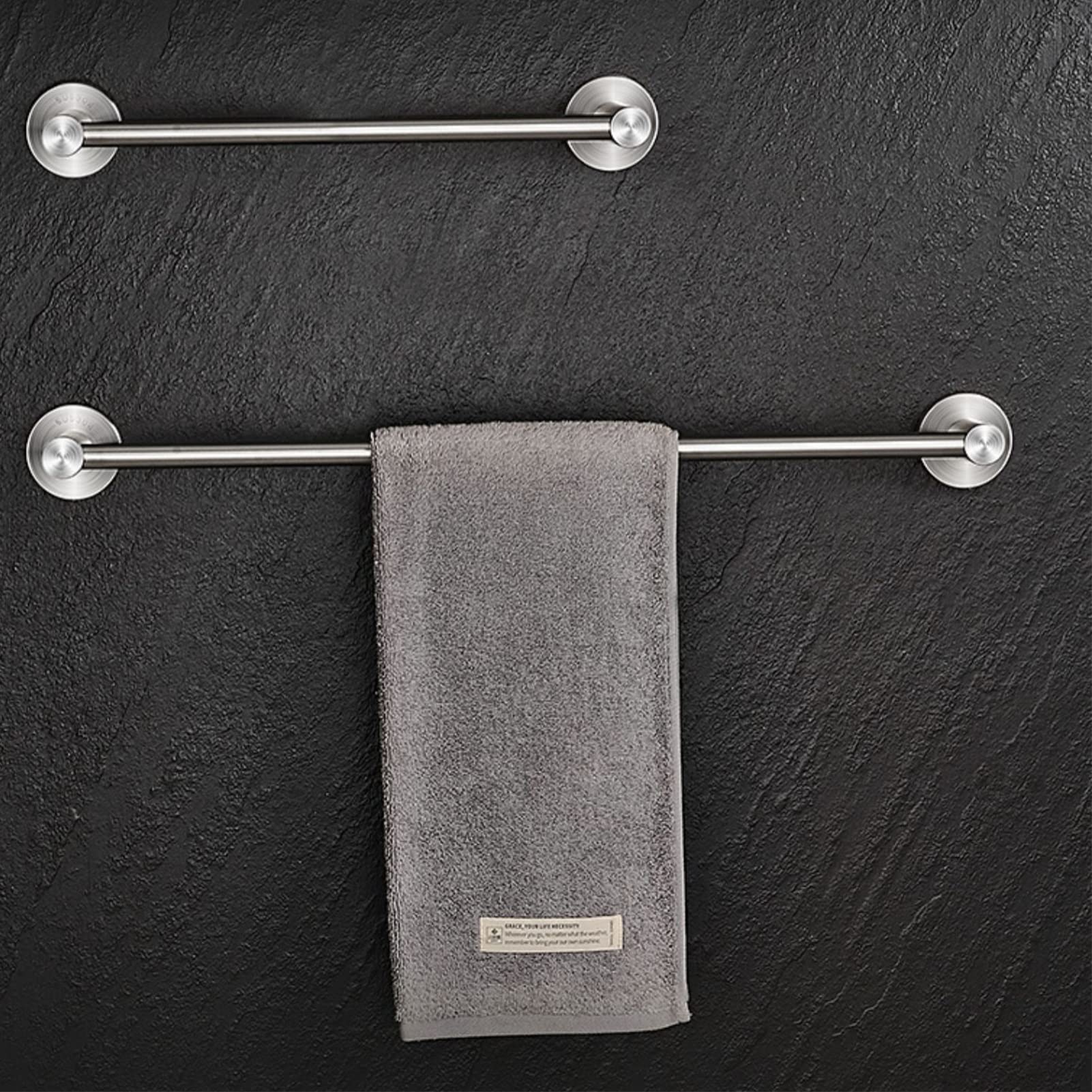 Portasciugamani in acciaio inox da 40 cm, finitura spazzolata, montaggio a parete, per bagno e cucina, design rotondo con hardware durevole per l'organizzazione della casa