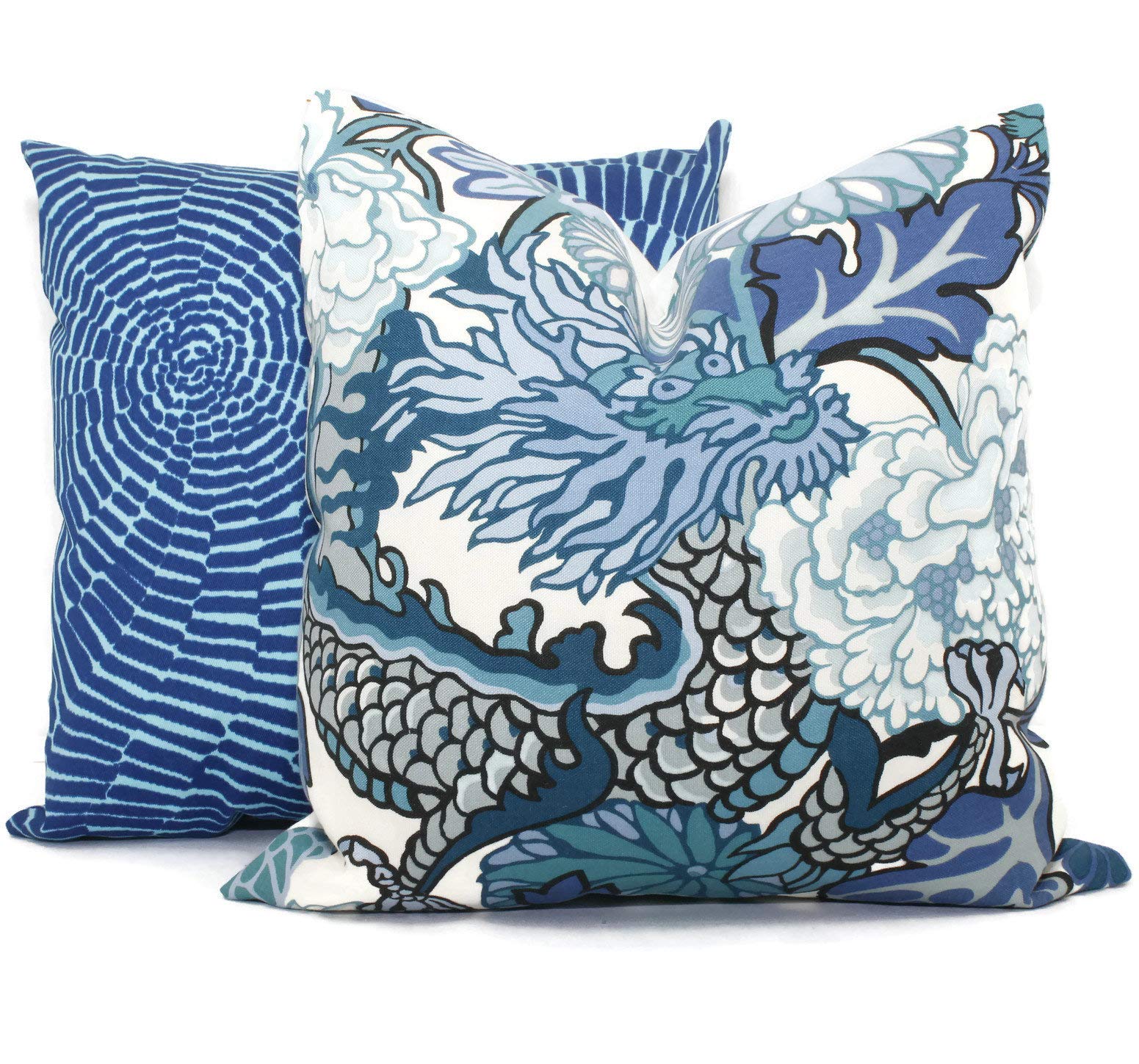 JIANKUN China Blue Chiang Mai Dragon Outdoor Pillowcases Made to Order Set of 2