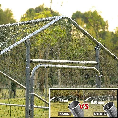 Miniatura 5 de TOBYUL Cubierta de techo grande de metal para gallinero, impermeable y anti-ultravioleta, con puerta con cerradura para jaula de aves de corral al