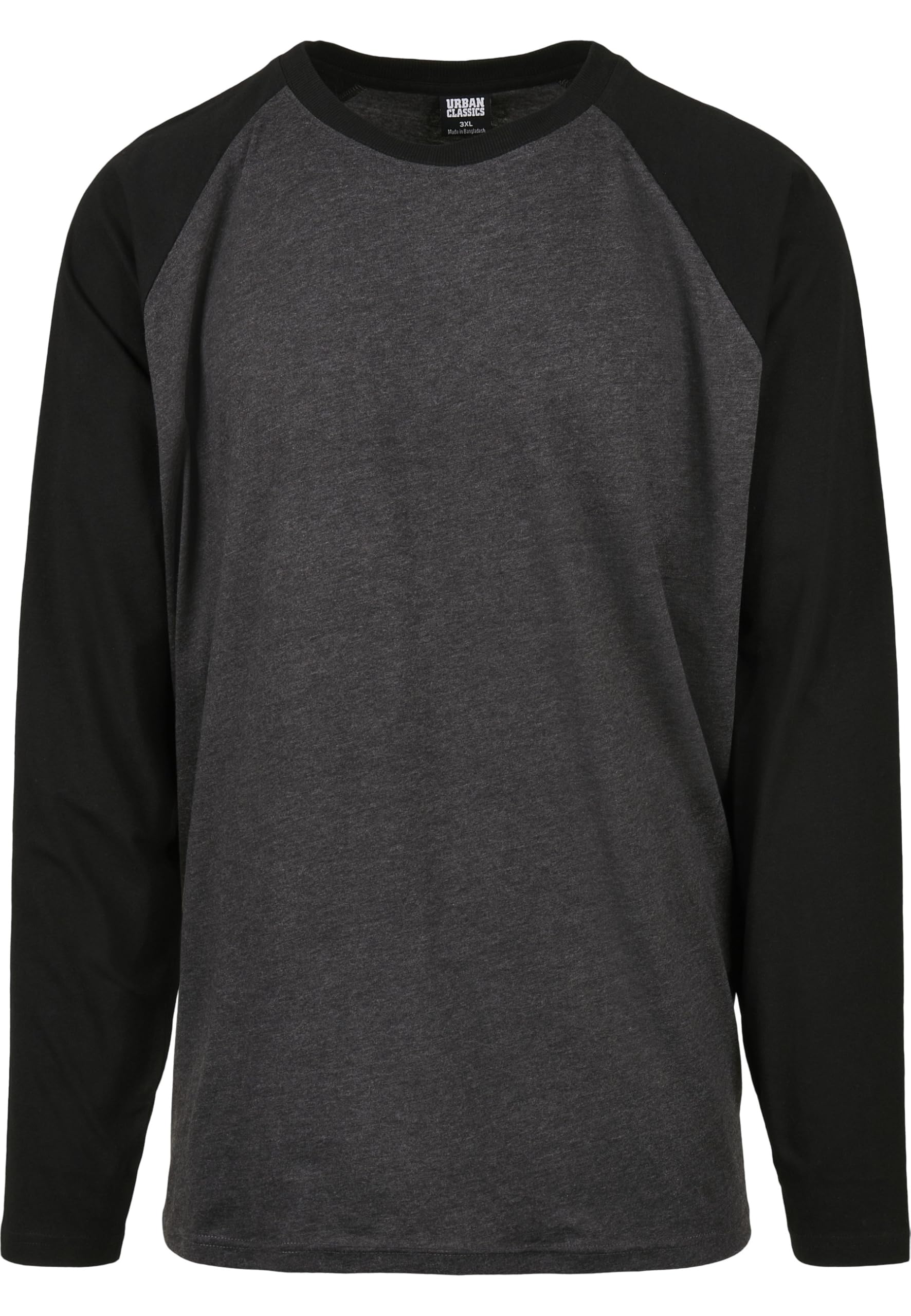 Urban Classics Men's Raglan Contrast LS Long Sleeve Shirt Sizes S - 5XL, Charcoal/Black, XXL