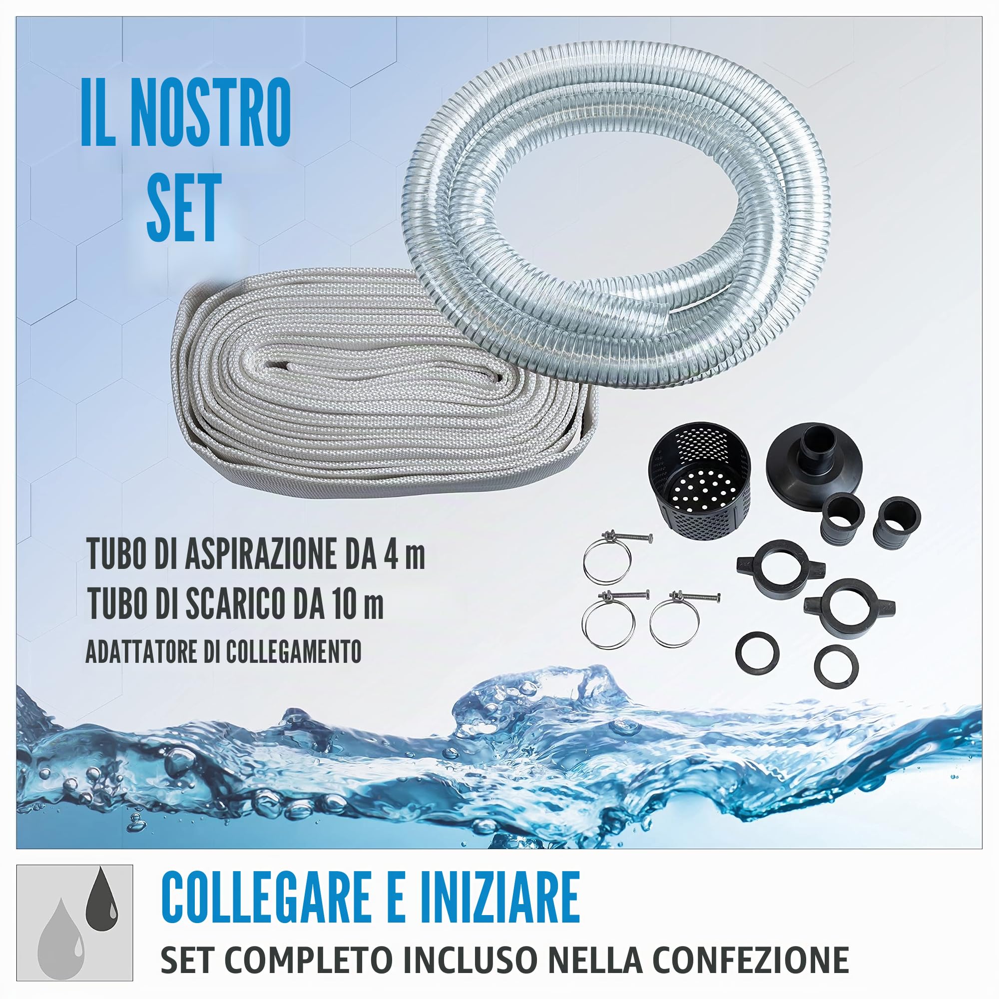 Güde 94503 - Set pompa motore GMP 15.22 (motore a 4 tempi, volume: 15.000 l/h, altezza massima di mandata: 22 m, pompa motore a benzina), blu, nero