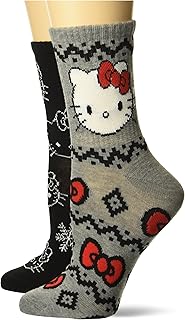Hello Kitty womens Holiday 2 Pack Mid Crew Socks