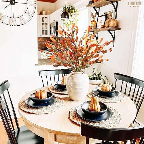 Miniatura 6 de Uieke Arreglo de flores artificiales de otoño con calabaza pequeña, tallos de otoño, hojas de otoño falsas para el hogar, cosecha festiva, otoño,