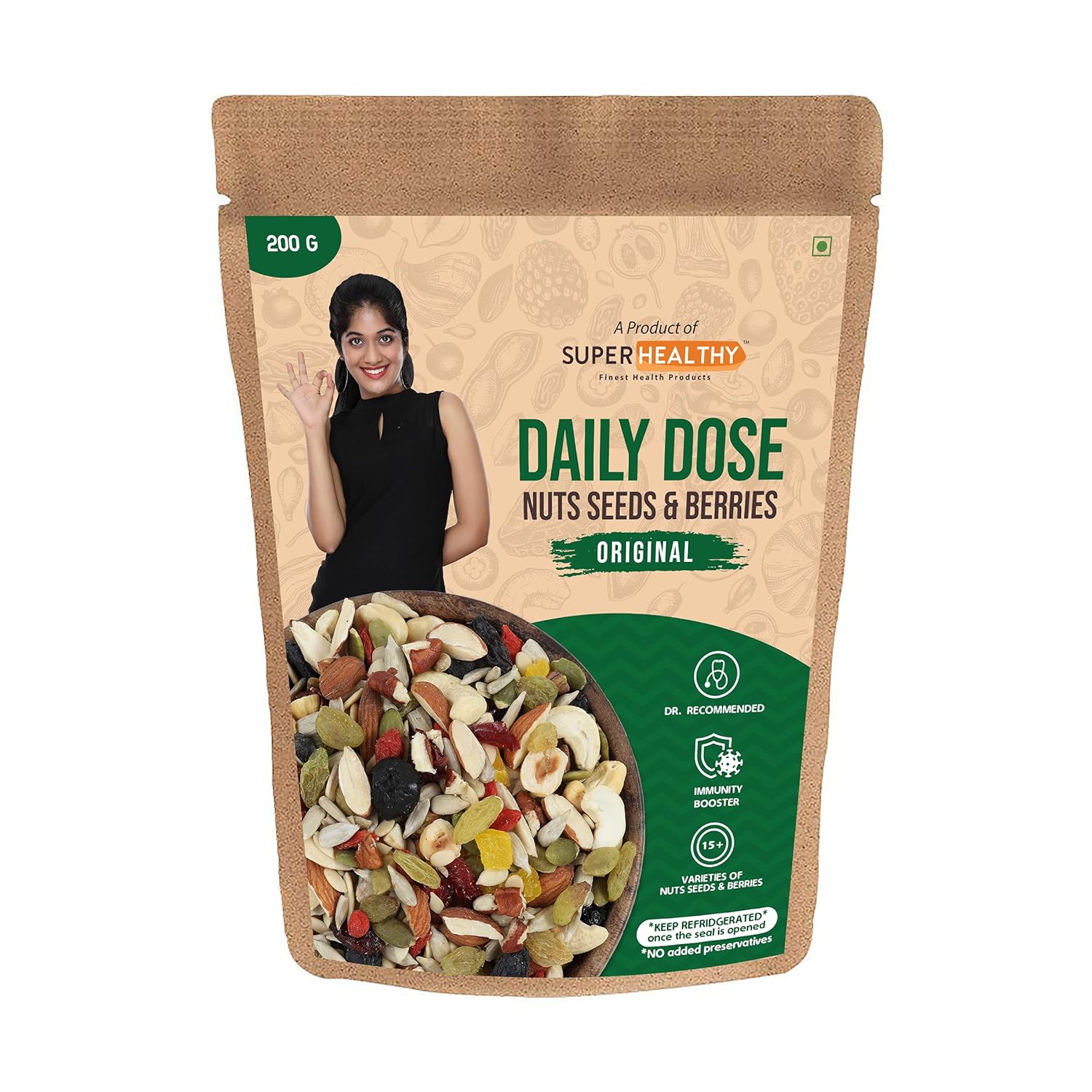 SuperHealthy Daily Dose Mixed Nuts,Seeds and Berries Organic Trail Mix