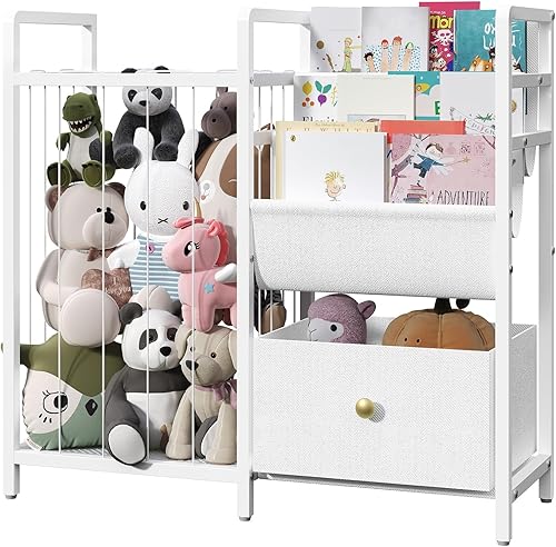 Miniatura 3 de BKBW7801 - Estantería para animales de peluche, estantería y organizador de juguetes para niños, sala de estar, dormitorio, blanco