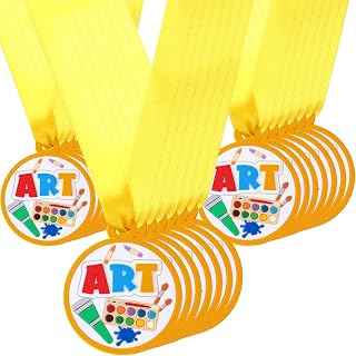 Cunno 24 Pcs Art Award Medals Rubber Medals Bulk Winner Encourage Team Participation for Kids Adults Competitions Award Trophy Prize Party Supplies