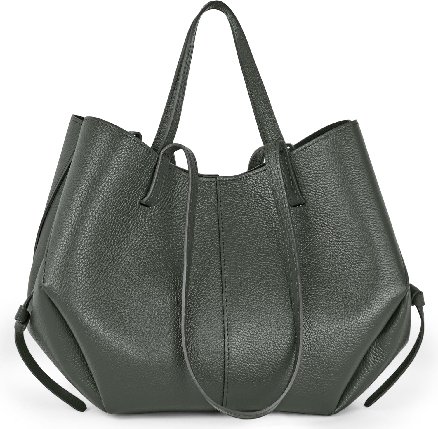 Italian Genuine Leather Tote Bag for Women with Dual Handles & Secure Closure | Convertible Calfskin Shopper Purse