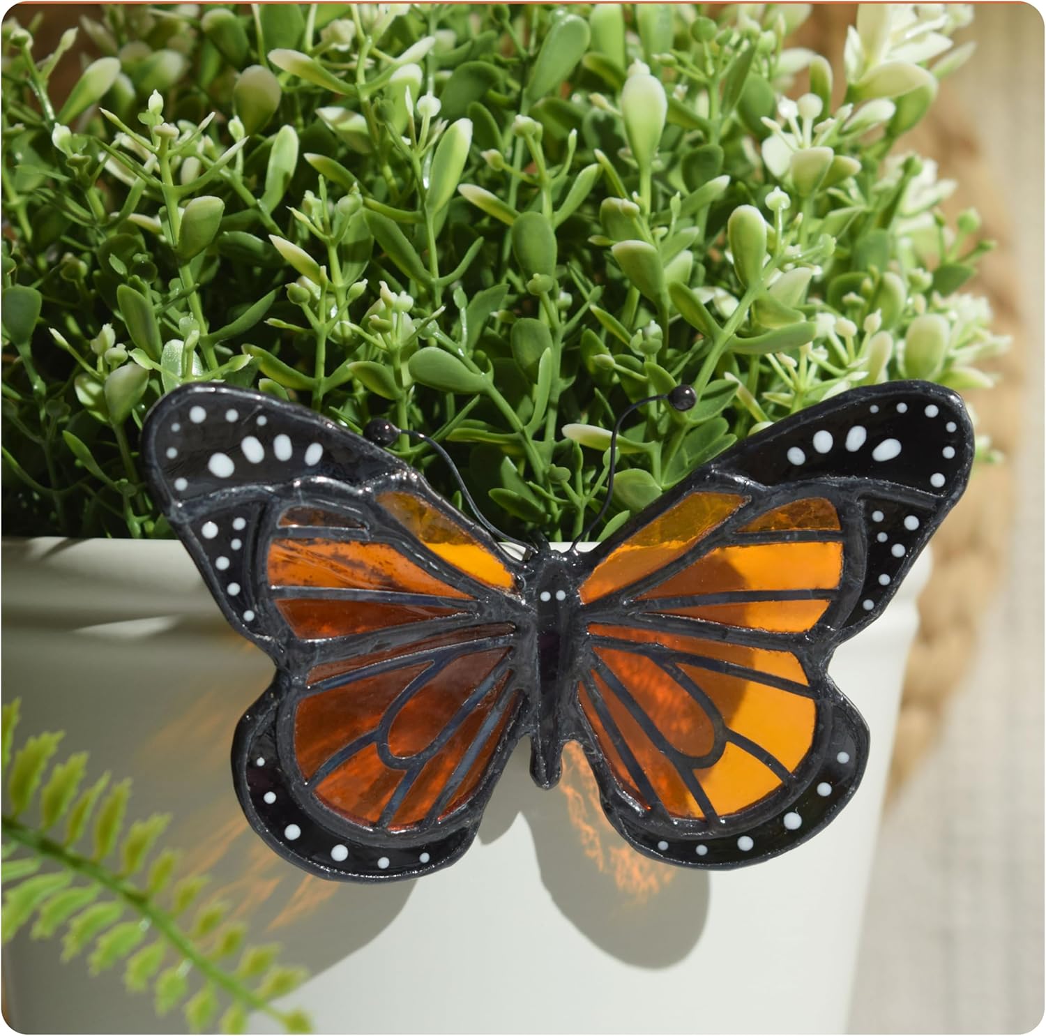 Lolitarcrafts 2 PCS Butterfly Monarch Suncatcher for Pot Plant Decoration