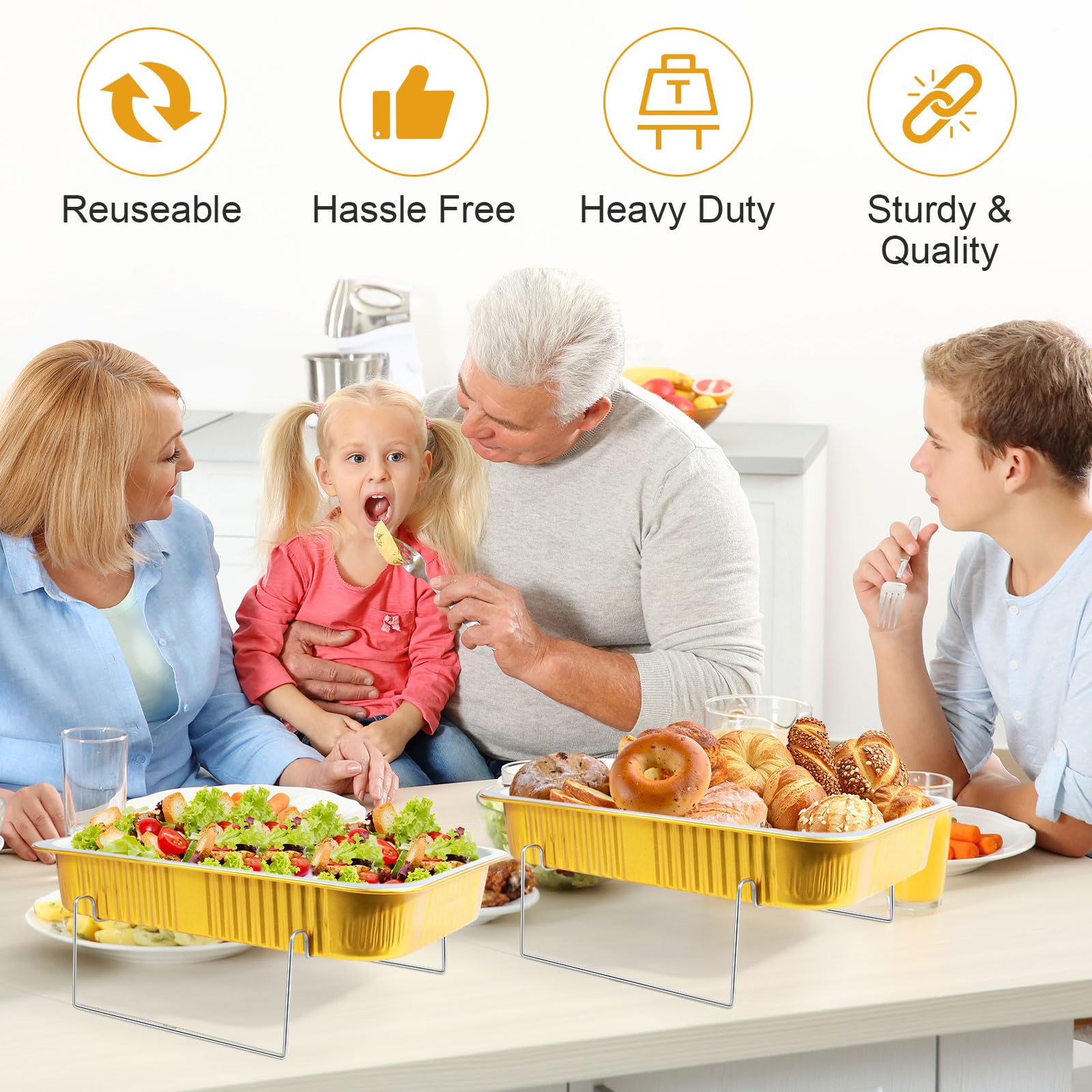 Set di 6 scaldavivande usa e getta per buffet, forniture per catering, buffet, campeggi all'aperto, in alluminio, set per catering, feste, catering (500 ml)