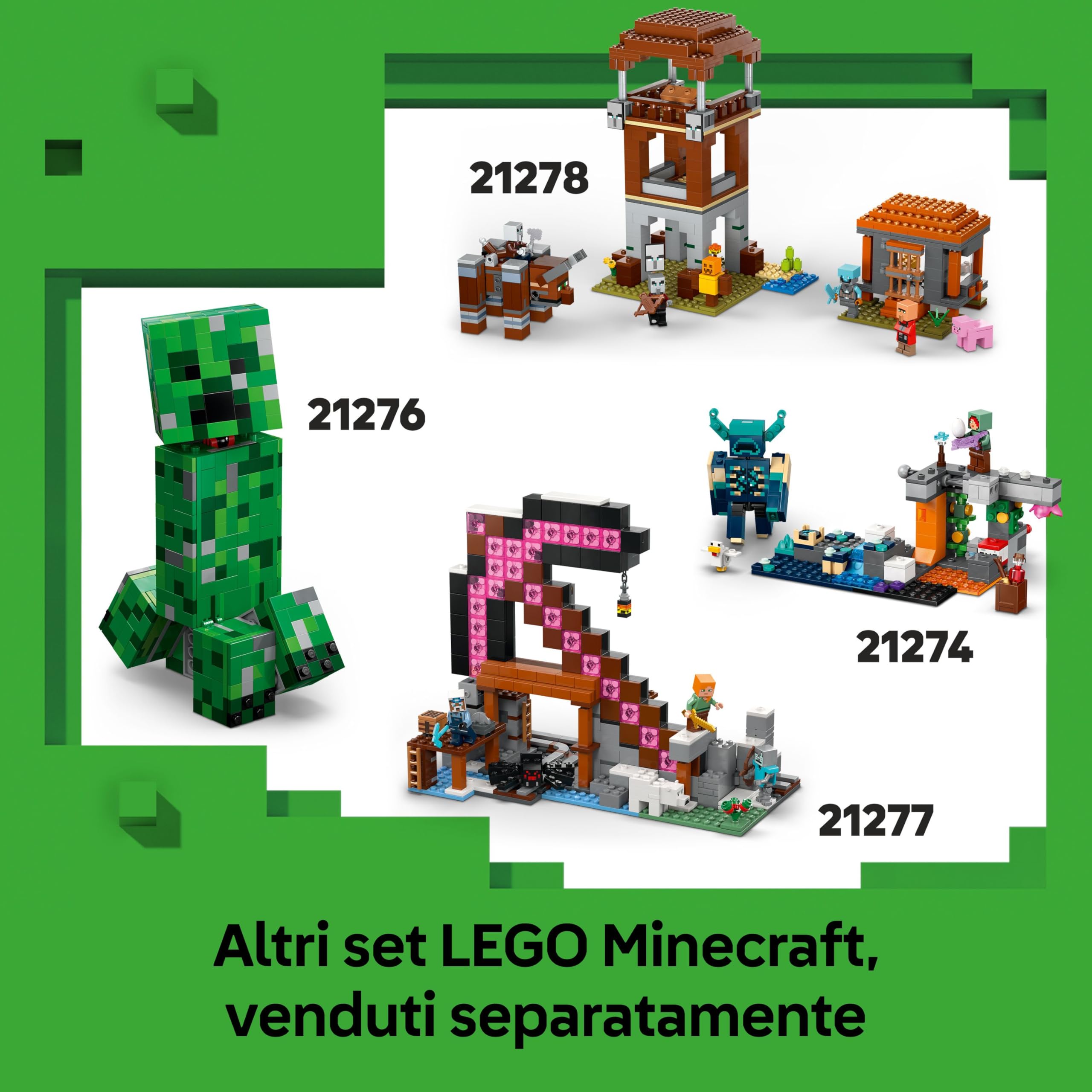 LEGO Minecraft 2in1 La Torre dell'Enderman - Giocattolo Modulare che si Trasforma in 2 Fortezze - con Mob dell'Enderman e un Portale del Nether - Regalo per Gamer, Bambini e Bambine da 9 Anni - 21279