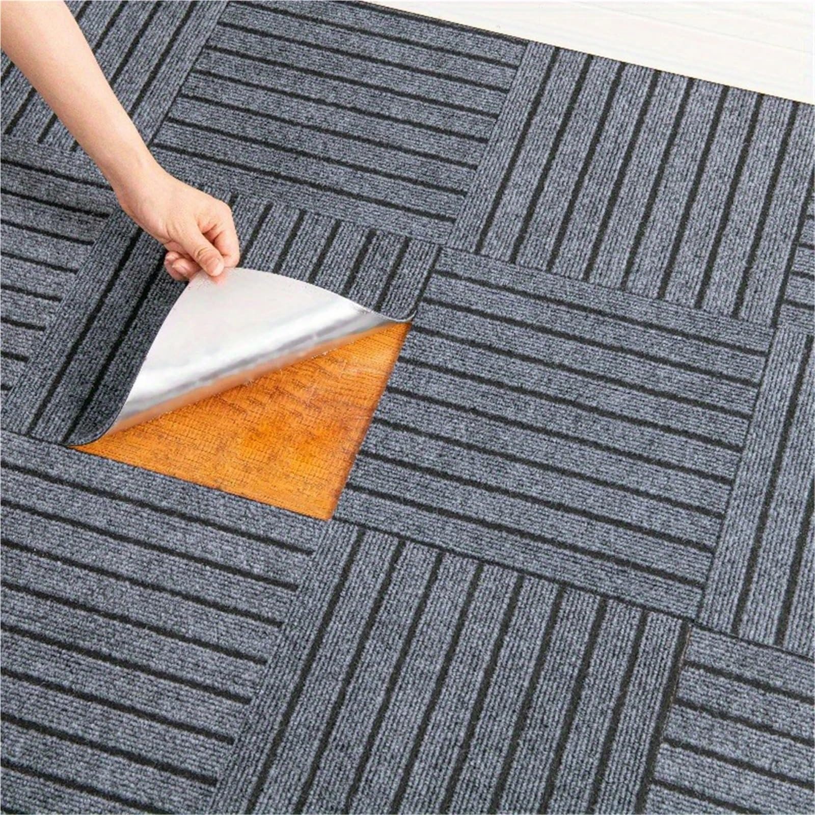 Teppichfliesen Selbstliegend Schlafzimmer- und Wohnzimmerteppich, pflegeleicht, 30 x 30 cm, selbstklebend, mit wasserabsorbierender Oberfläche und Verbindungsstücken(Red-10pcs)