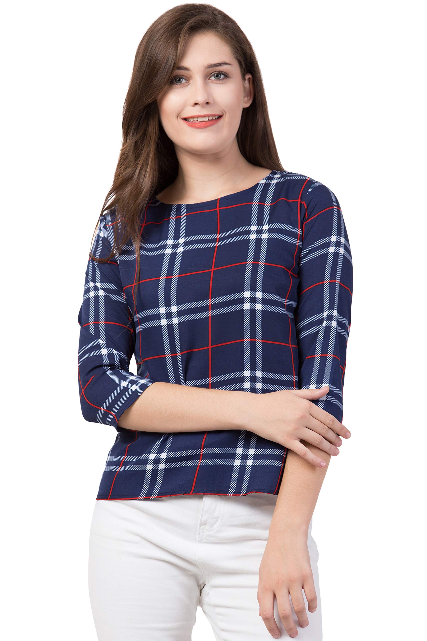 Regular Latest 3/4 Sleeve TOP for Women & Girls (Multicolored 2, Small)-picture-33