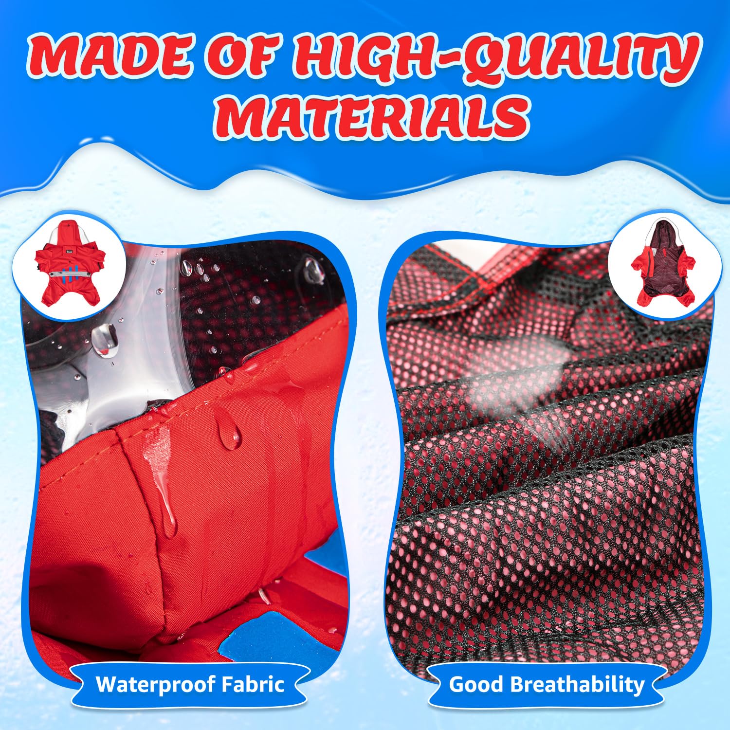 Impermeabile Per Cani SlowTon - Con Cappuccio Trasparente E Strisce Riflettenti, Taglia Media/Grande - Foto 7