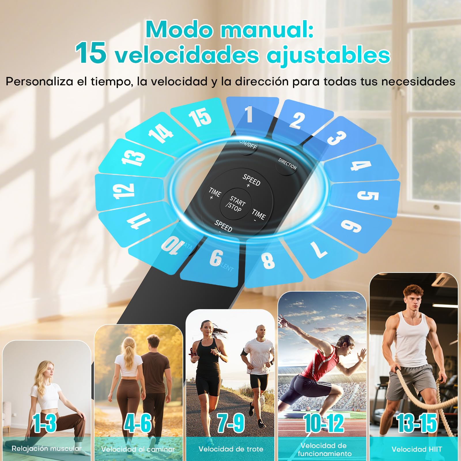 Mini Elíptica Eléctrica de Escritorio, Pedales Estaticos 2 en 1 con 15 Velocidades Ajustables y 3 Modos Automáticos, Pedaleador Eléctrico Compacto y Silencioso, para Mayores y Adultos
