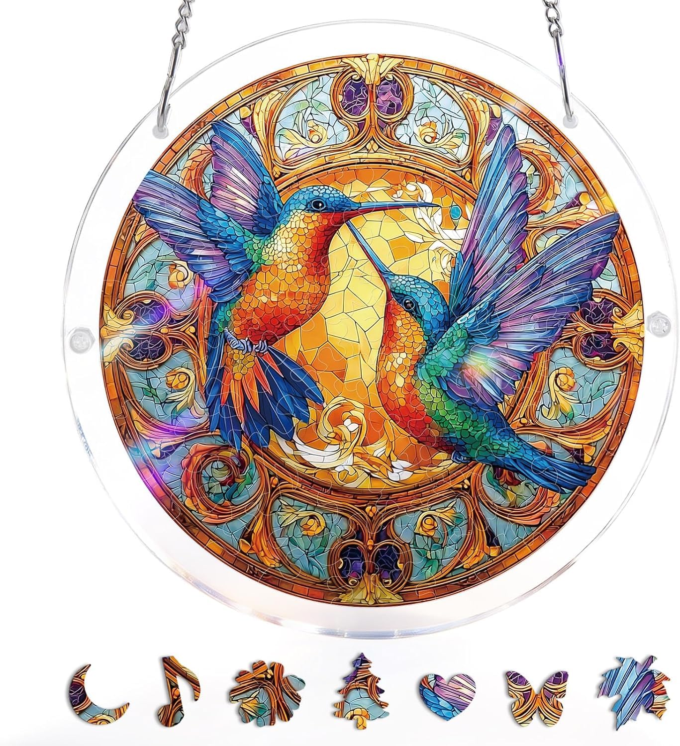 Acrylic Jigsaw Puzzle Suncatcher, 20cm/7.9in Acrylic Puzzle Sun Catcher, for Doors Garden and Window Hanging&Birthday Gift (Vivid Tree) — view 19