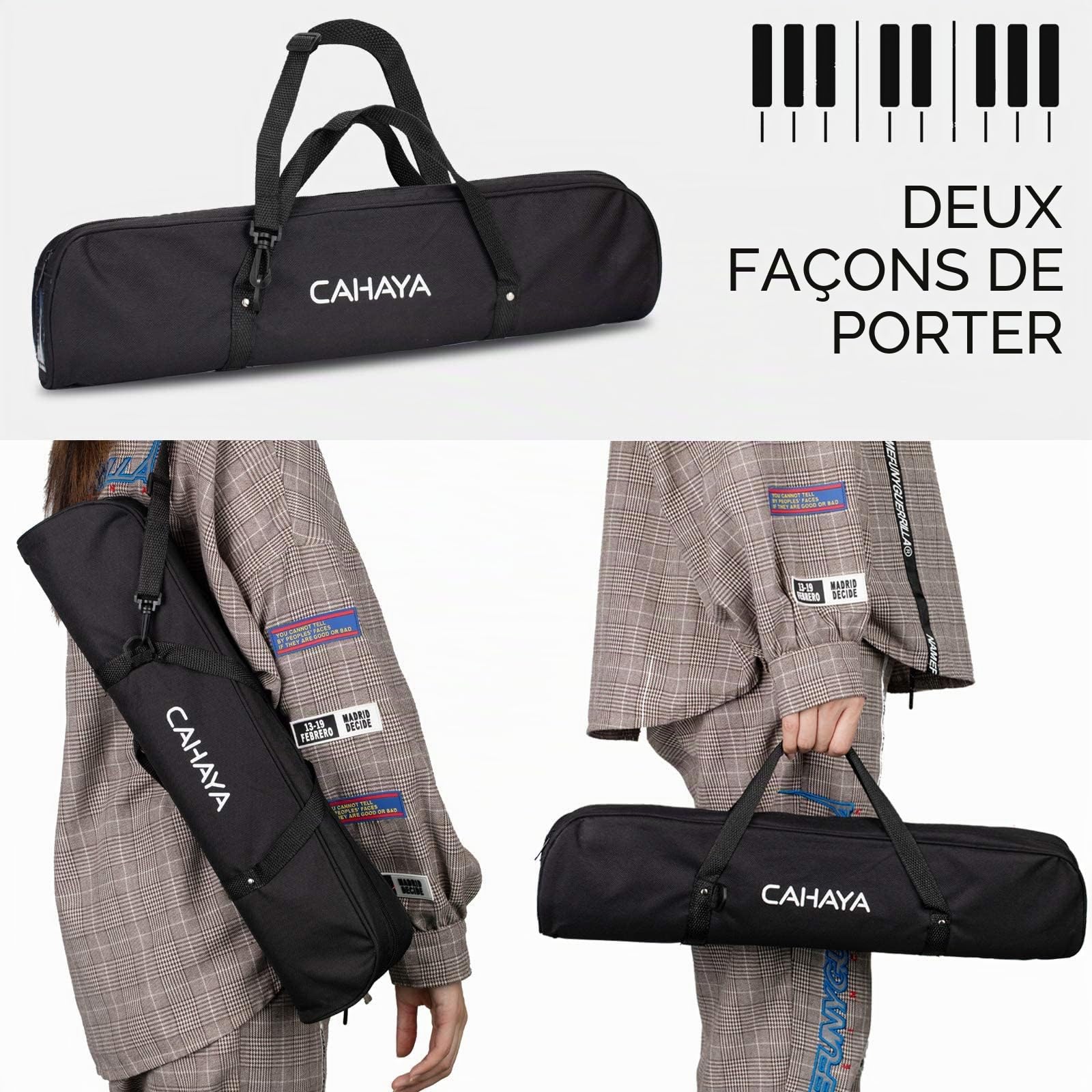 CAHAYA Mélodica 32 Touches avec Etui et Embout Flexible en plastique pour Enfants, Amateur de Musique, Noir CY0050-1