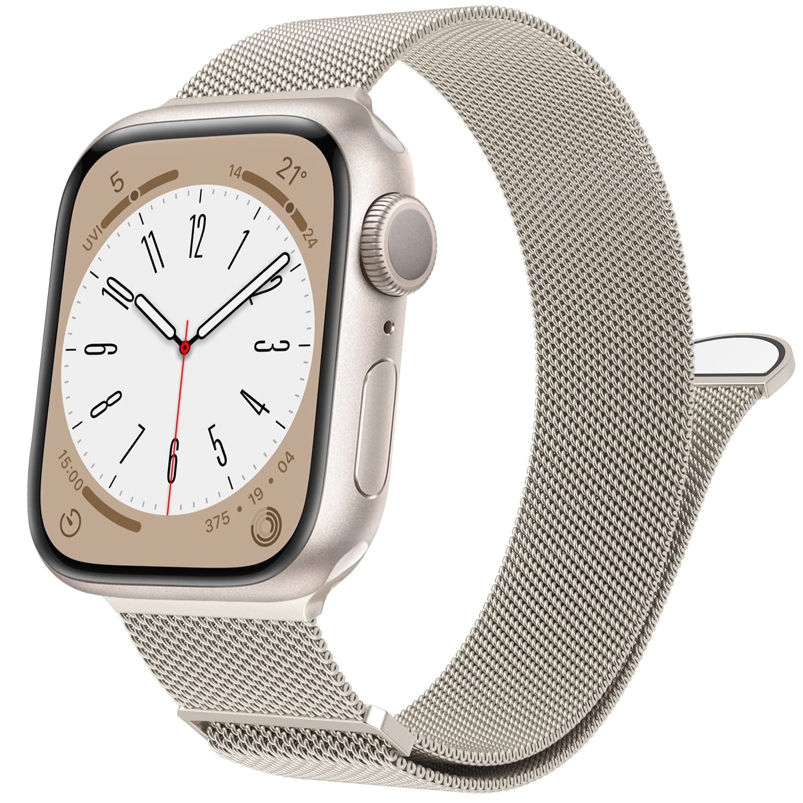 EPULY Apple Watch用のバンド 41mm 40mm 38mm 49mm 46mm 45mm 44mm 42mm アップルウォッチ用のバンド ステンレス留め金製 男女兼用 ベルト磁石 無段階調 調整工具不要 Series Ultra2/Ultra/SE2/SE/10/9/8/7/6/5/4/3/2/1に対応 (スターライト)