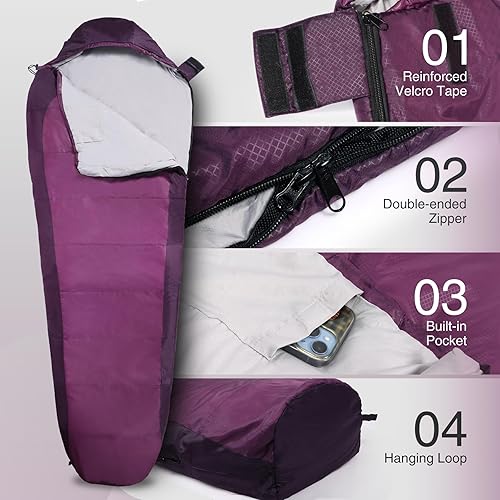 Miniatura 64 de REDCAMP Saco de dormir ultraligero para mochileros, senderismo, comodidad para adultos en clima cálido, con saco de compresión 2-Sobre