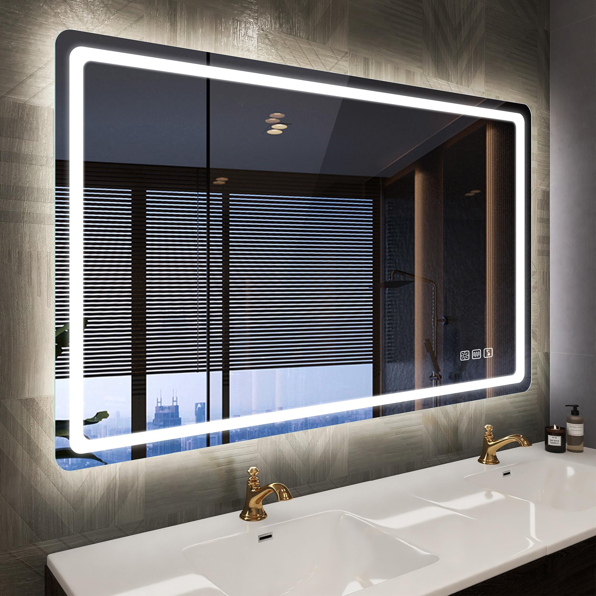 STARLEAD Specchio-Bagno-con-Luce 100x70 cm, Specchio-Retroilluminato-Bagno con Bluetooth, 3 Temperature Colore, Dimmerabile, Antifog, Funzione Memoria, IP44 Specchio-Bagno-LED, Orizzontale/Verticale