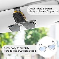 Vista 6 de SINGARO Soporte para lentes de sol para coche, hebilla magnética de cuero para visera de sol, clip para lentes de sol, clip para almacenamiento