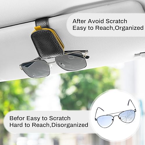Miniatura 6 de SINGARO Soporte para lentes de sol para automóvil, hebilla magnética de cuero, clip para lentes de sol, clip para lentes de sol, almacenamiento de