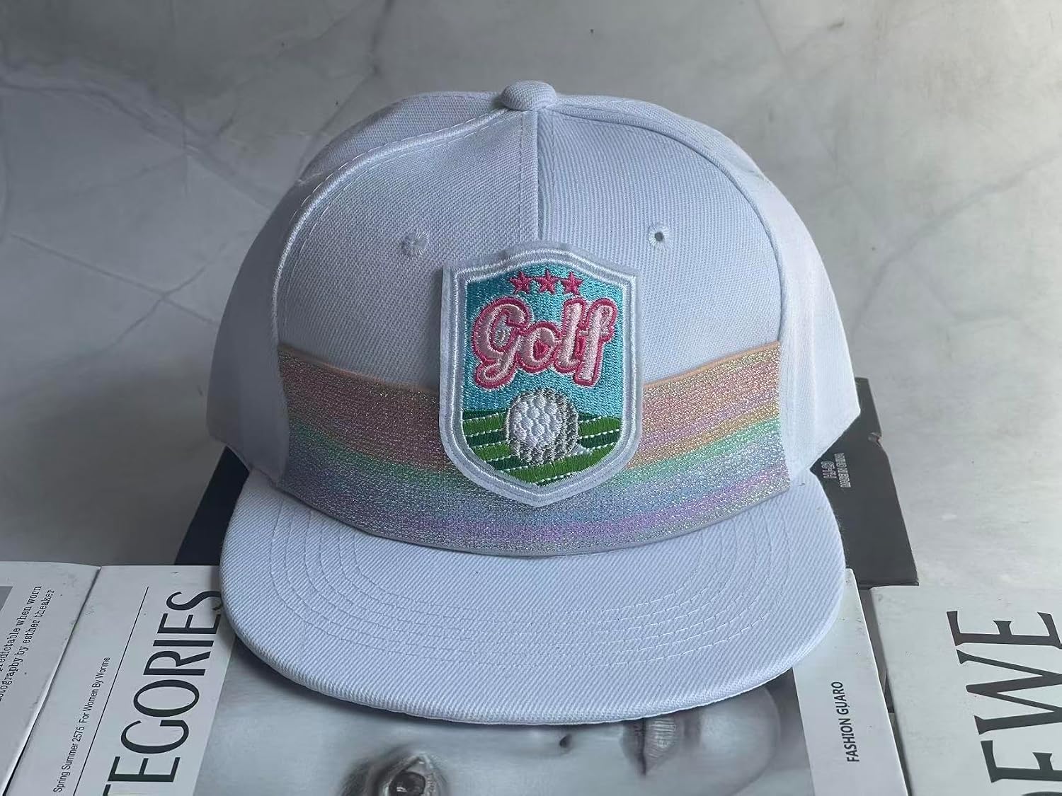 Golf Baseball Cap - Trendy Golf Snackback Hat - Adjustable Strap, Casual Outdoor Sports Sun Protection 2025 NA White