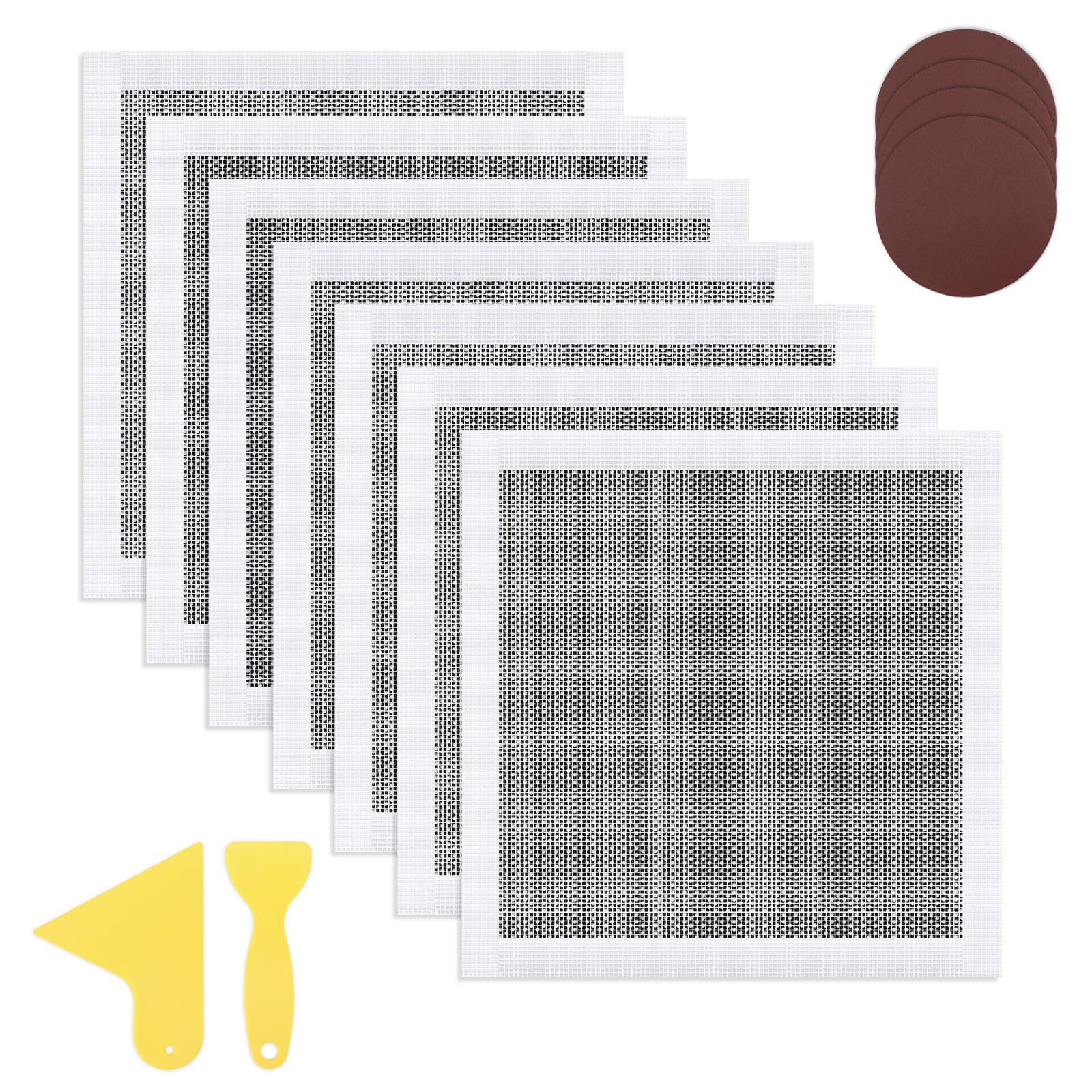 Confezione da 7 kit di riparazione per cartongesso, autoadesivo, 30 x 30 cm, per grandi fori, in fibra di vetro, rete di alluminio, fogli per cartongesso, per riparazione a parete, soffitto
