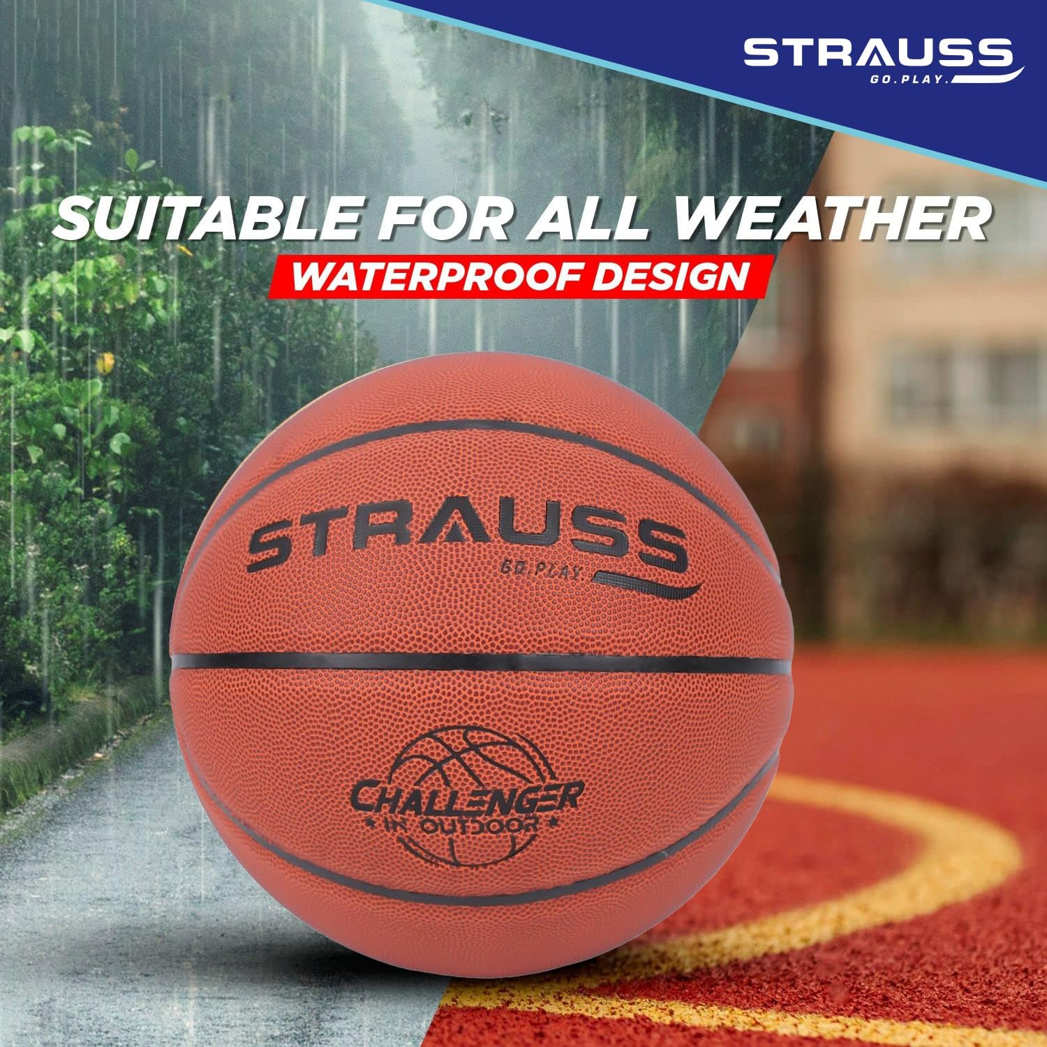 STRAUSS Zing Basketball Size 7 | Professional Basket Ball for Indoor-Outdoor Training and Match | Suitable for Hard Surface, Wooden Flooring & Synthetic Surface | for Kids and Adults 2