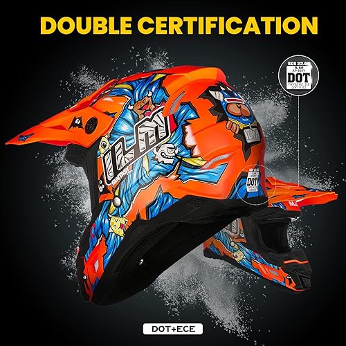 Miniatura 10 de ILM Casco de motocross para adultos y jóvenes, aprobado por DOT ECE, cuatrimoto, todoterreno, calle, de cara completa, casco de motocicleta doble