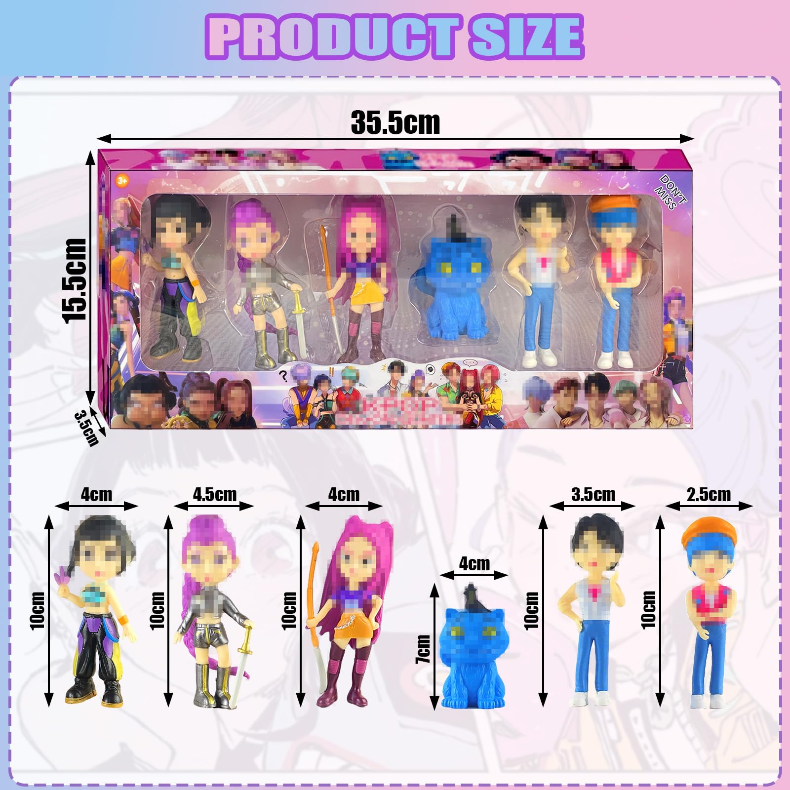 JUNERUN 6 Pièces Huntrs Figurine Set, PVC Cartoon Huntrs Anime Ornements, pour Adulte Fans Cadeaux Danniversaire - 2